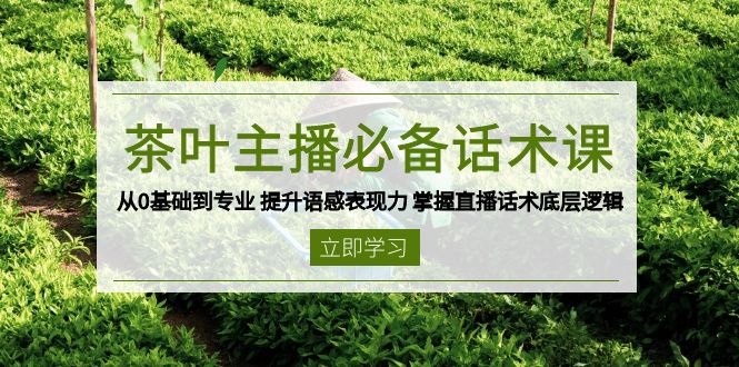 茶叶 主播必备话术课 从0基础到专业 提升语感表现力 掌握直播话术底层逻辑K叔网赚资源-网赚项目-副业赚钱-互联网创业-资源整合K叔网赚资源