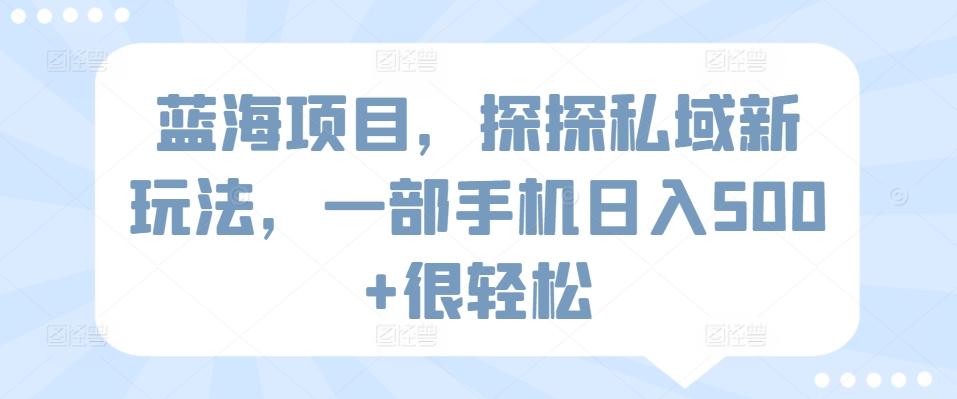 蓝海项目，探探私域新玩法，一部手机日入500+很轻松【揭秘】K叔网赚资源-网赚项目-副业赚钱-互联网创业-资源整合K叔网赚资源