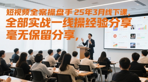 短视频全案操盘手25年3月线下课，全部实战一线操盘手经验分享，毫无保留分享，全是干货K叔网赚资源-网赚项目-副业赚钱-互联网创业-资源整合K叔网赚资源