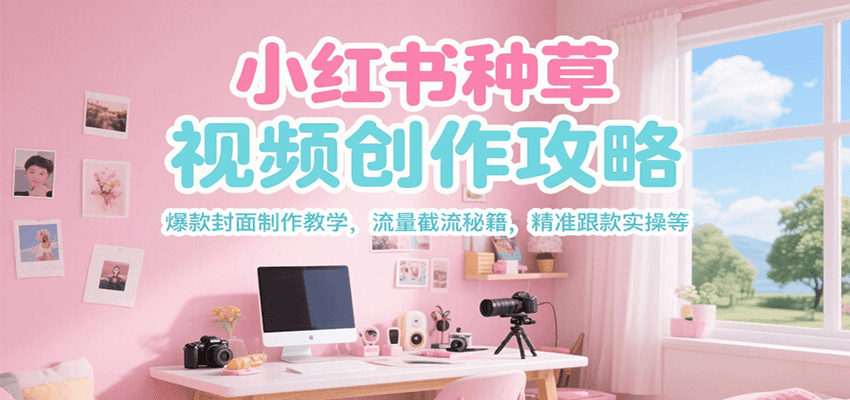 小红书种草视频创作攻略，爆款封面制作教学 ，流量截流秘籍 ，精准跟款实操等K叔网赚资源-网赚项目-副业赚钱-互联网创业-资源整合K叔网赚资源