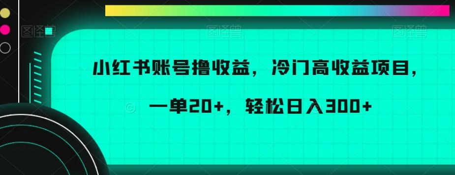 小红书账号撸收益，冷门高收益项目，一单20+，轻松日入300+【揭秘】K叔网赚资源-网赚项目-副业赚钱-互联网创业-资源整合K叔网赚资源