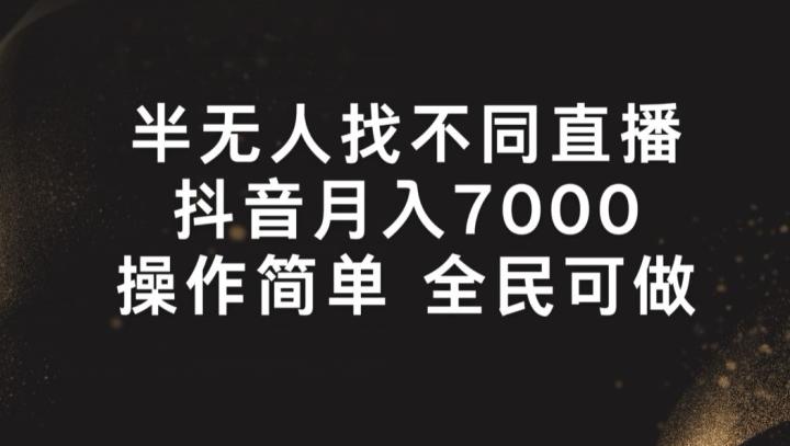 半无人找不同直播，月入7000+，操作简单 全民可做【揭秘】K叔网赚资源-网赚项目-副业赚钱-互联网创业-资源整合K叔网赚资源