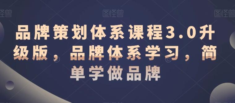 品牌策划体系课程3.0升级版，品牌体系学习，简单学做品牌K叔网赚资源-网赚项目-副业赚钱-互联网创业-资源整合K叔网赚资源