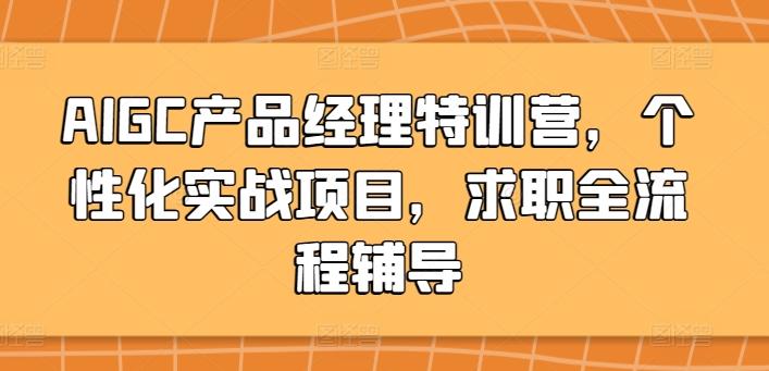 AIGC产品经理特训营，个性化实战项目，求职全流程辅导K叔网赚资源-网赚项目-副业赚钱-互联网创业-资源整合K叔网赚资源
