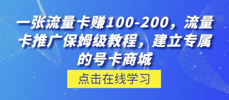 一张流量卡赚100-200，流量卡推广保姆级教程，建立专属的号卡商城K叔网赚资源-网赚项目-副业赚钱-互联网创业-资源整合K叔网赚资源