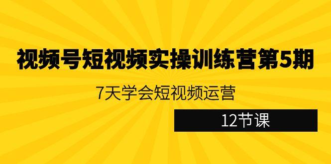 视频号短视频实操训练营第5期：7天学会短视频运营(12节课)K叔网赚资源-网赚项目-副业赚钱-互联网创业-资源整合K叔网赚资源