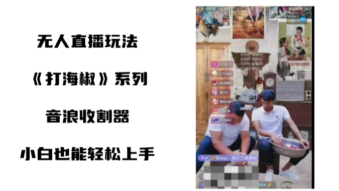 打海椒无人直播整蛊项目，小白轻松上手撸音浪收割器K叔网赚资源-网赚项目-副业赚钱-互联网创业-资源整合K叔网赚资源