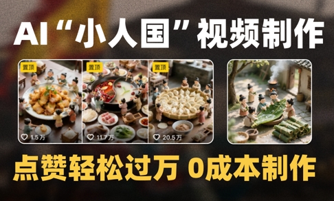 爆款1000W+播放微缩景观迷你小人国AI视频0成本制作全流程教学K叔网赚资源-网赚项目-副业赚钱-互联网创业-资源整合K叔网赚资源