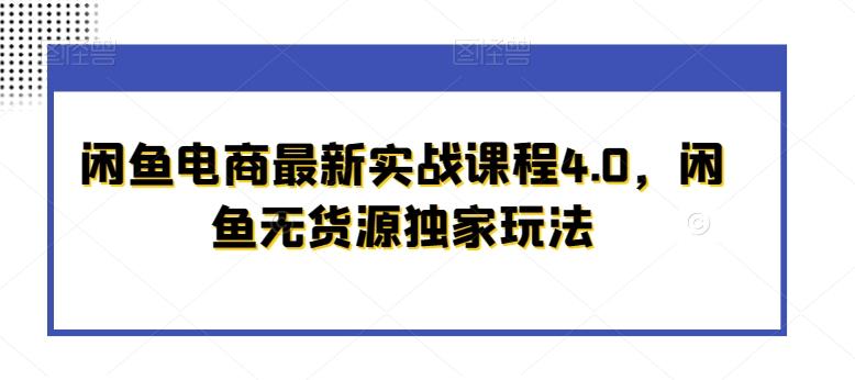 闲鱼电商最新实战课程4.0，闲鱼无货源独家玩法K叔网赚资源-网赚项目-副业赚钱-互联网创业-资源整合K叔网赚资源
