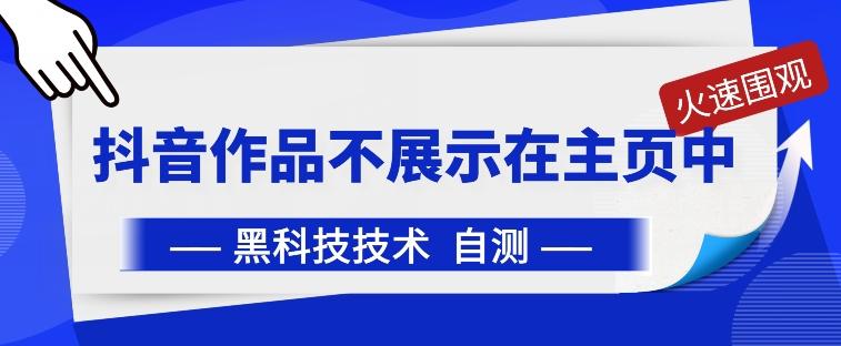 抖音黑科技：抖音作品不展示在主页中【揭秘】K叔网赚资源-网赚项目-副业赚钱-互联网创业-资源整合K叔网赚资源