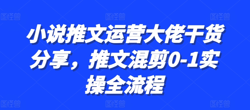 小说推文运营大佬干货分享，推文混剪0-1实操全流程K叔网赚资源-网赚项目-副业赚钱-互联网创业-资源整合K叔网赚资源