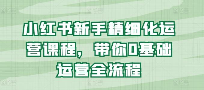 小红书新手精细化运营课程，带你0基础运营全流程K叔网赚资源-网赚项目-副业赚钱-互联网创业-资源整合K叔网赚资源