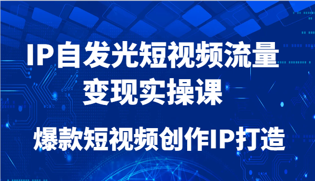 IP自发光短视频流量变现实操课，爆款短视频创作IP打造K叔网赚资源-网赚项目-副业赚钱-互联网创业-资源整合K叔网赚资源
