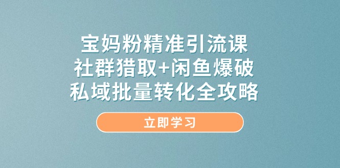 宝妈粉精准引流课，社群猎取+闲鱼爆破，私域批量转化全攻略K叔网赚资源-网赚项目-副业赚钱-互联网创业-资源整合K叔网赚资源