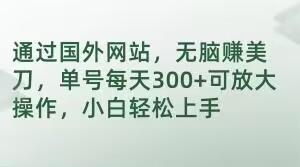 通过国外网站，无脑赚美刀，单号每天300+可放大操作，小白轻松上手【揭秘】K叔网赚资源-网赚项目-副业赚钱-互联网创业-资源整合K叔网赚资源