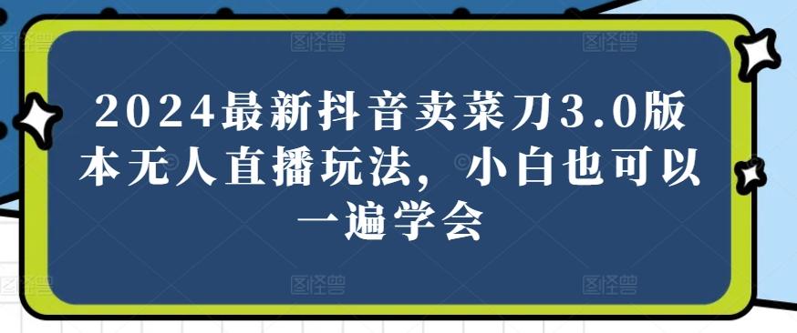 2024最新抖音卖菜刀3.0版本无人直播玩法，小白也可以一遍学会【揭秘】K叔网赚资源-网赚项目-副业赚钱-互联网创业-资源整合K叔网赚资源