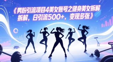 男粉引流项目4美女账号之健身美女拆解，日引流500+，变现多张K叔网赚资源-网赚项目-副业赚钱-互联网创业-资源整合K叔网赚资源