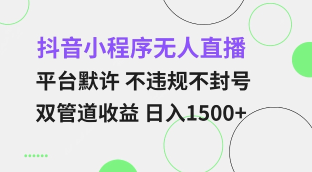 抖音小程序无人直播 平台默许 不违规不封号 双管道收益 日入多张 小白也能轻松操作【仅揭秘】K叔网赚资源-网赚项目-副业赚钱-互联网创业-资源整合K叔网赚资源