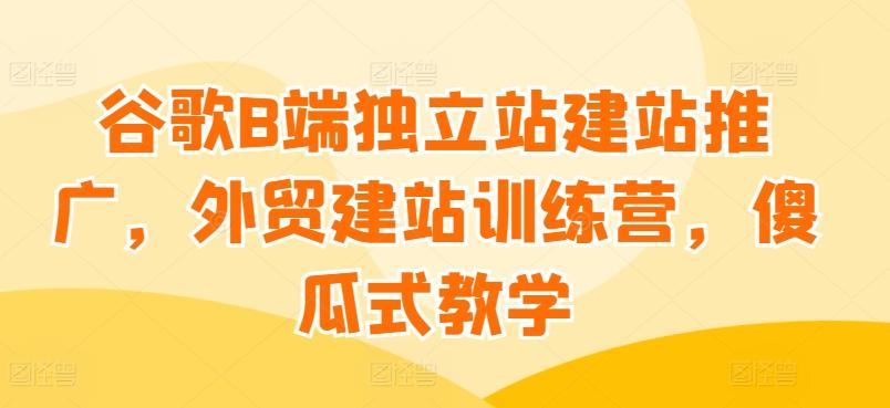 谷歌B端独立站建站推广，外贸建站训练营，傻瓜式教学K叔网赚资源-网赚项目-副业赚钱-互联网创业-资源整合K叔网赚资源