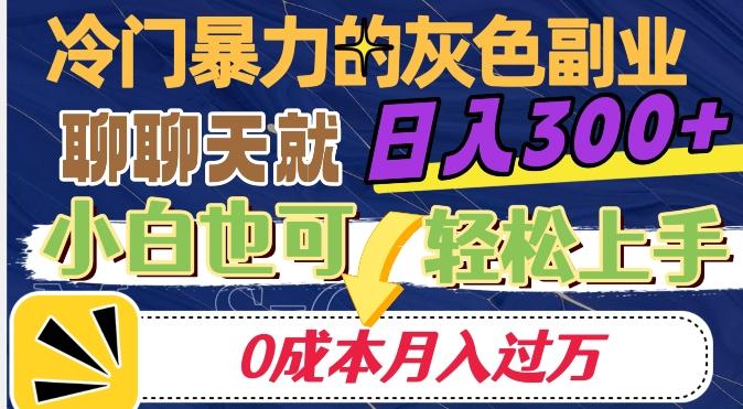 冷门暴利的副业项目，聊聊天就能日入300+，0成本月入过万【揭秘】K叔网赚资源-网赚项目-副业赚钱-互联网创业-资源整合K叔网赚资源