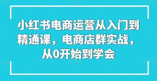 小红书电商运营从入门到精通课，电商店群实战，从0开始到学会K叔网赚资源-网赚项目-副业赚钱-互联网创业-资源整合K叔网赚资源