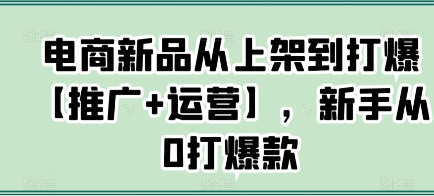 电商新品从上架到打爆【推广+运营】，新手从0打爆款K叔网赚资源-网赚项目-副业赚钱-互联网创业-资源整合K叔网赚资源