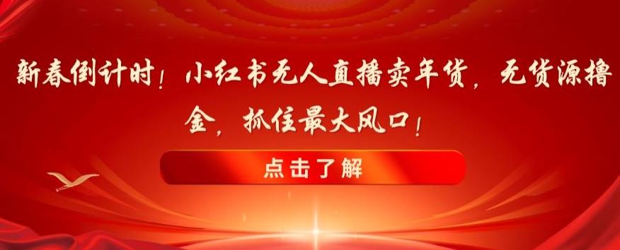 新春倒计时！小红书无人直播卖年货，无货源撸金，抓住最大风口【揭秘】K叔网赚资源-网赚项目-副业赚钱-互联网创业-资源整合K叔网赚资源
