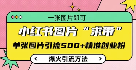 小红书图片‘求带’爆火引流法，单张图片引流500+精准创业粉【揭秘】K叔网赚资源-网赚项目-副业赚钱-互联网创业-资源整合K叔网赚资源