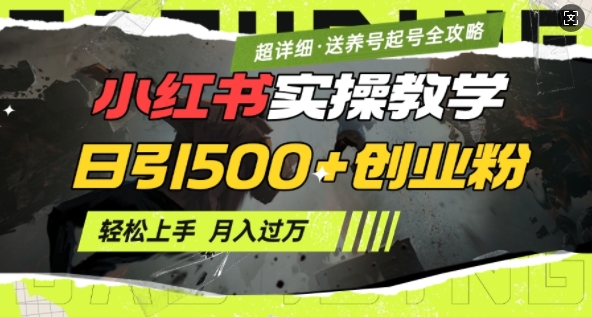 2月小红书最新日引500+创业粉实操教学【超详细】小白轻松上手，月入1W+，附小红书养号起号SOPK叔网赚资源-网赚项目-副业赚钱-互联网创业-资源整合K叔网赚资源