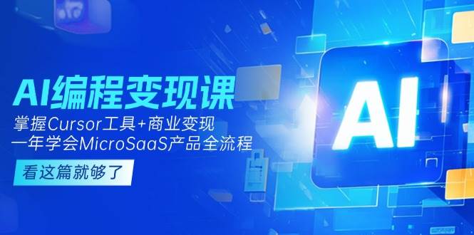AI编程变现课：掌握Cursor工具+商业变现，一年学会MicroSaaS产品全流程K叔网赚资源-网赚项目-副业赚钱-互联网创业-资源整合K叔网赚资源