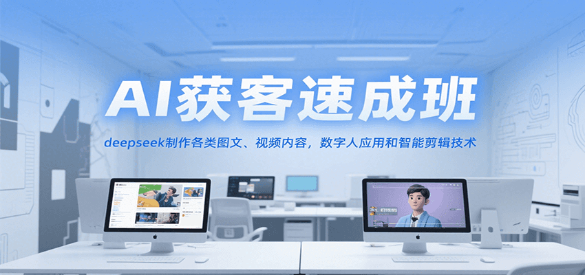 AI获客速成班，deepseek制作各类图文、视频内容，数字人应用和智能剪辑技术K叔网赚资源-网赚项目-副业赚钱-互联网创业-资源整合K叔网赚资源