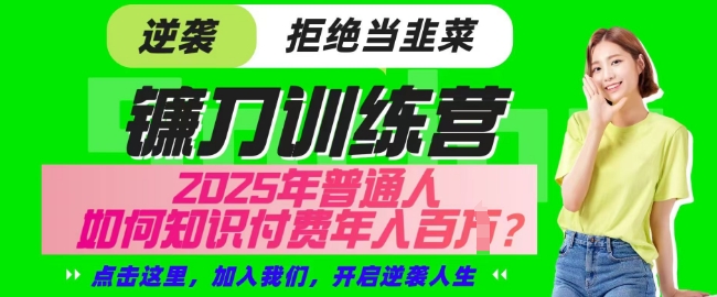 【网创项目终点站-镰刀训练营超级IP合伙人】25年普通人如何通过知识付费实现逆袭【揭秘】K叔网赚资源-网赚项目-副业赚钱-互联网创业-资源整合K叔网赚资源