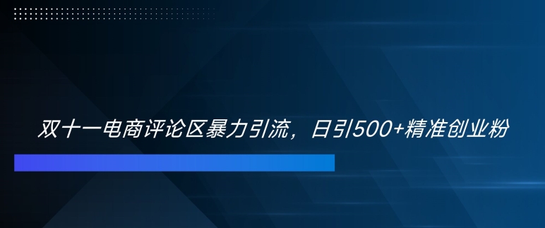 双十一电商评论区暴力引流，日引500+精准创业粉【揭秘】K叔网赚资源-网赚项目-副业赚钱-互联网创业-资源整合K叔网赚资源