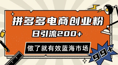 拼多多引流电商创业粉，日引200+，可矩阵放大，做了就有效【揭秘】K叔网赚资源-网赚项目-副业赚钱-互联网创业-资源整合K叔网赚资源