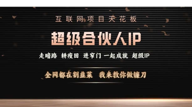 互联网项目天花板，超级合伙人IP，全网都在割韭菜，我来教你做镰刀【仅揭秘】K叔网赚资源-网赚项目-副业赚钱-互联网创业-资源整合K叔网赚资源