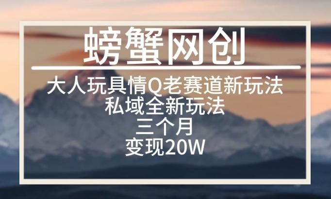 大人玩具情Q用品赛道私域全新玩法，三个月变现20W，老项目新思路【揭秘】K叔网赚资源-网赚项目-副业赚钱-互联网创业-资源整合K叔网赚资源